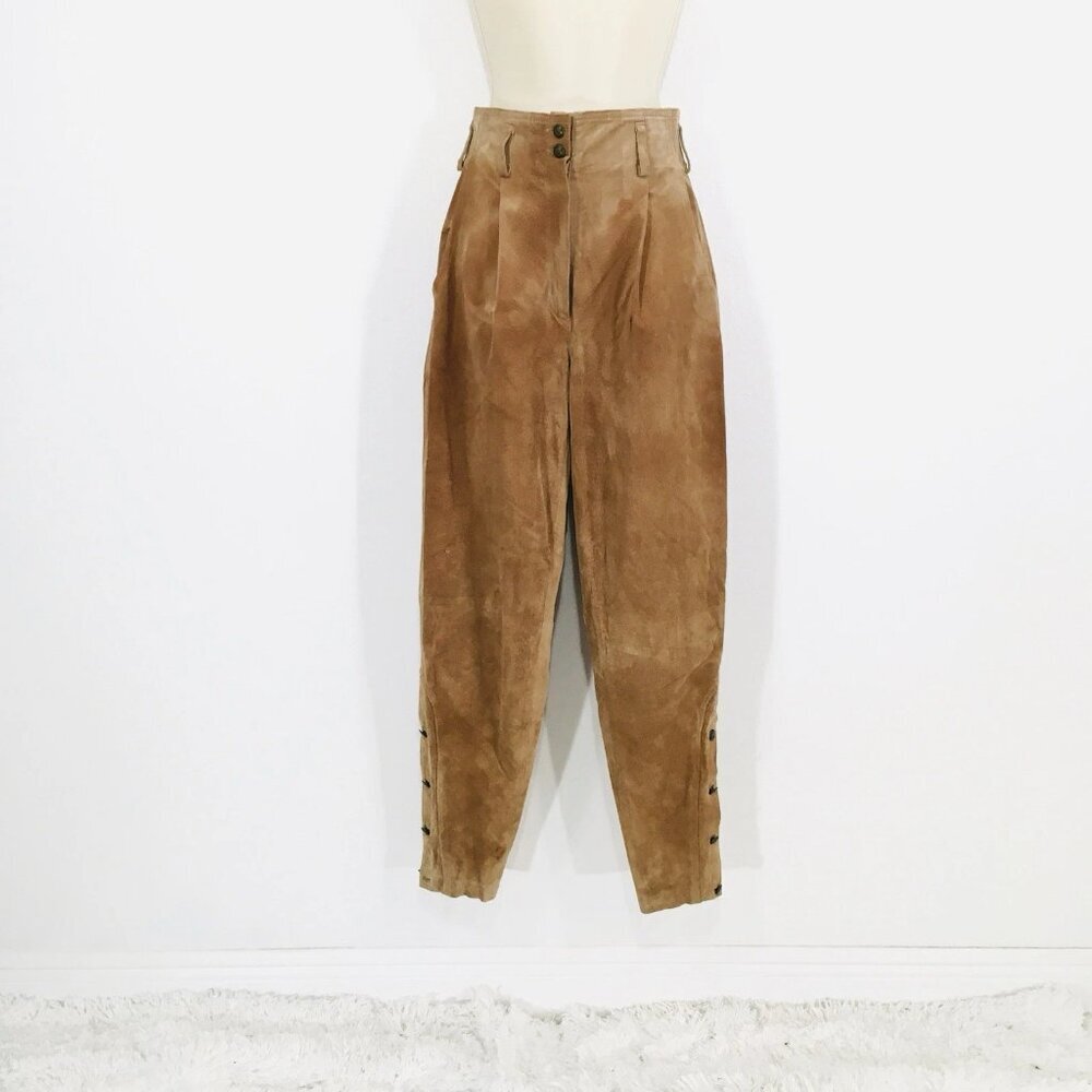 Vtg Pia Rucci Suede Leather Jodhpur Pants Sz 4 Distressed Festival Grunge AS IS